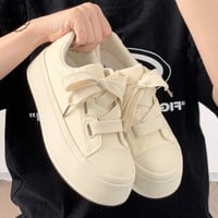 厚底 キャンバススニーカー 22.5～25.0cm 厚底スニーカー レースアップ プラットフォーム シューズ カジュアル 靴 韓国ファッション レディース DTCA-764205218730