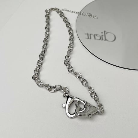 ダブルハート ネックレス チェーン付き 金属アレルギー対応 レディース ペンダント アクセサリー チタンスチール シンプル DTC-639342215157