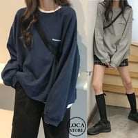 スウェット トレーナー 薄手 オーバーサイズ シンプル クルーネック プルオーバー ドロップショルダー ゆったり ルーズ 長袖 レトロ カジュアル DTCA-720643896669