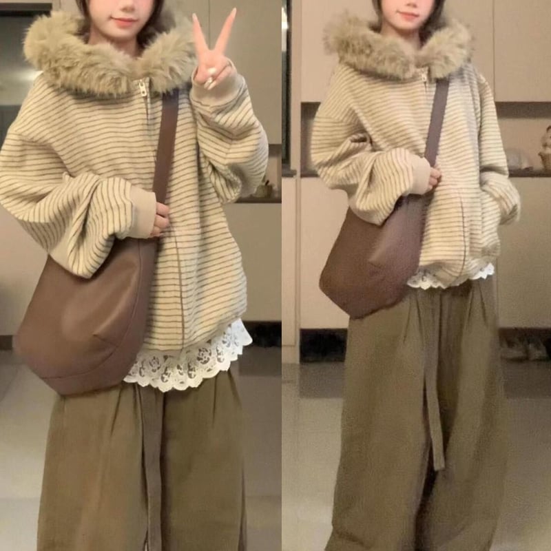 フード 服 ファー ラグスタイル LUXSTYLE エコファーパーカー パーカー