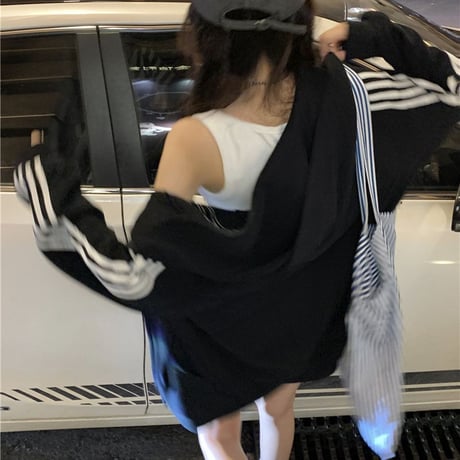 セットアップ サイドライン パーカー ミニスカート 長袖 ゆったり ルーズ 上下セット レトロ カジュアル 韓国ファッション レディース 大人可愛い ガーリー DTC-738691849961