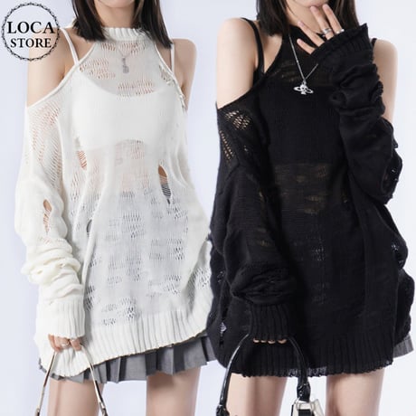 売約済 AP ダメージニット LOEFF（ロエフ） ニット セーター 「LOEFF」5ゲージ ダメージ ニット