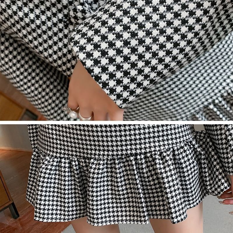セットアップ チェック柄 ショートジャケット フィッシュテール