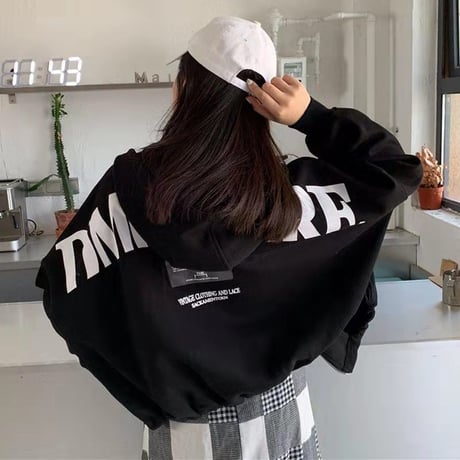 パーカー ジップアップ バックプリント ドルマン ライトアウター 体型カバー トップス ルーズ 長袖 レトロ 大人可愛い ガーリー カジュアル DTCA-673380979302
