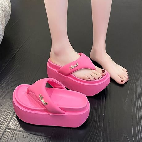 厚底 トングサンダル 22.0～24.5cm ウエッジソール 厚底サンダル プラットフォーム サンダル 美脚効果 脚長 スタイルアップ 韓国ファッション レディース DTC-716855905586