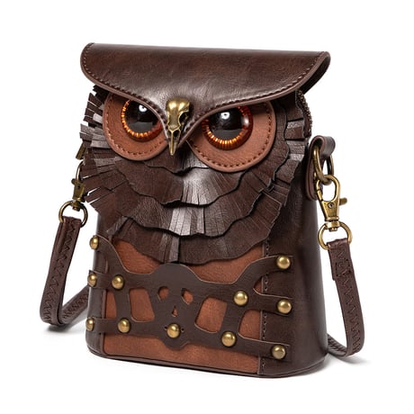 フクロウモチーフ 2WAYバッグ ショルダーバッグ ウエストバッグ スチームパンク ヴィンテージ風 アンティーク風 ミニバッグ 肩掛け 斜め掛け バッグ レトロ DTCA-782553186570