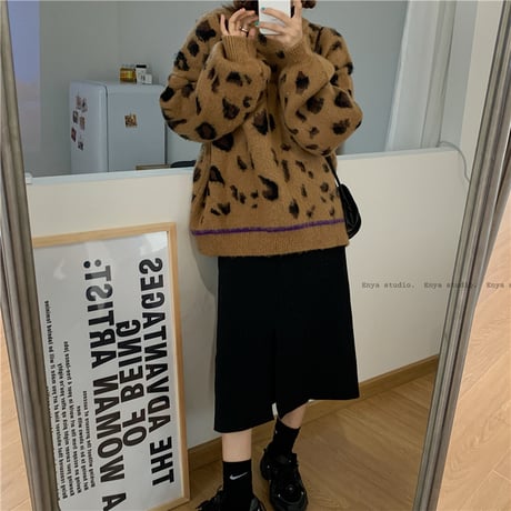 ニット セーター 3カラー レオパード柄 ヒョウ柄長 袖 プルオーバー 韓国ファッション レディース トップス ラウンドネック 大人可愛い かわいい ガーリー DTCA-688582321649