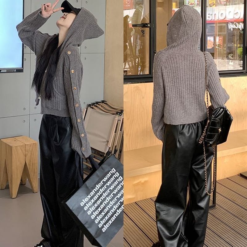 DDショートニットジップパーカー DDショートニットジップパーカー