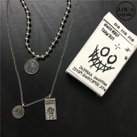 2セット ネックレス コイン プレート メダル チェーン付 ペンダント 金属アレルギー対応 チタン ユニセックス ストリート TBN-597612100572
