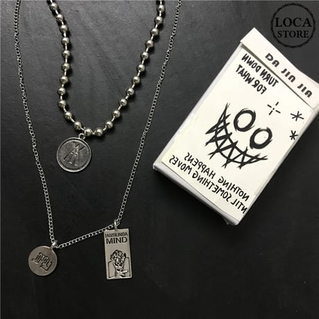 2セット ネックレス コイン プレート メダル チェーン付 ペンダント 金属アレルギー対応 チタン ユニセックス ストリート TBN-597612100572