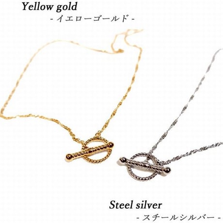 ハワイアンジュエリー ネックレス ツイスト ロープ チェーン付 メンズ レディース ペア ステンレス 金属アレルギー対応 スチールシルバー イエローゴールド ピンクゴールド gns8137