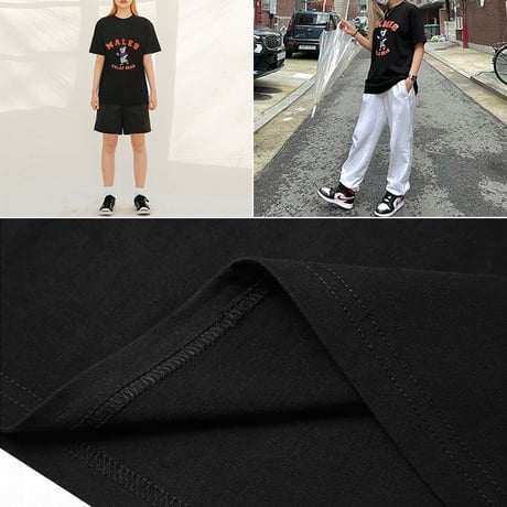 ユニセックス Tシャツ 半袖 PALAP BEAR プリント オーバーサイズ ルーズ カジュアル ストリート系ファッション 韓国ファッション メンズ レディース DTC-669232290007