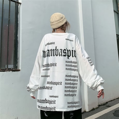 ユニセックス Tシャツ 長袖 ロンT フルレタープリント ラウンドネック オーバーサイズ 韓国ファッション メンズ レディース カジュアル ストリートファッション DTC-655783366926