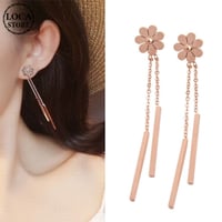 ピアス フラワー 花 チェーン 金属アレルギー対応 スタッドピアス アクセサリー チタンスチール316L DTC-573913280047