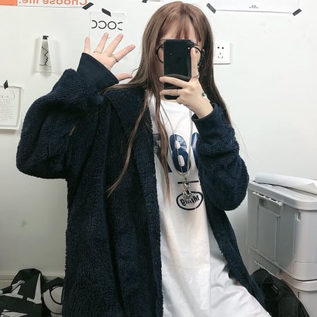 ボアフリースパーカー もこもこ ラムウール オーバーサイズ 韓国ファッション レディース フリース ジップアップ 防寒 ボア 長袖 ゆったり 大人可愛い ガーリー DTC-628626059381