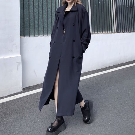 ロングコート ベルト付き ダブルブレスト 韓国ファッション レディース トレンチコート 長袖 ゆったり 大人カジュアル 大人可愛い ガーリー DTC-630621959680