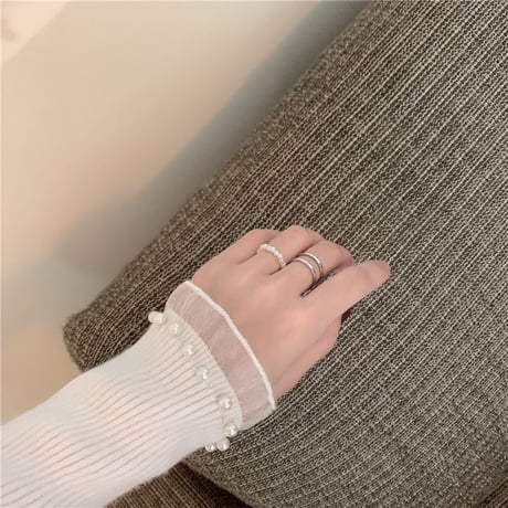 ニット パール レース フリル トップス リブニット スリムフィット ハーフハイネック タイト 長袖 レトロ 韓国ファッション レディース 大人可愛い ガーリー DTCA-774484225398