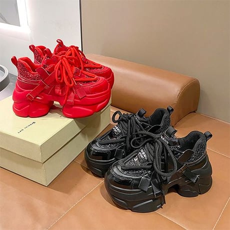 厚底 ダッドスニーカー グリッター 22.0～24.5cm スパンコール ラメ シューズ 厚底スニーカー スニーカー カジュアル 韓国ファッション レディース DTC-756833443111