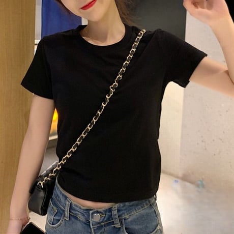 バックリボン tシャツ バックレス ウエスト見せ ショート丈 クルーネック 半袖 トップス レトロ 大人可愛い ガーリー カジュアル DTCA-732666685652