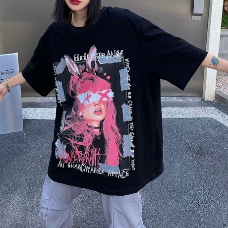 【2カラー】ユニセックス Tシャツ 半袖 バックプリント オーバーサイズ 大きめ カジュアル 韓国ファッション メンズ レディース 韓国ストリートファッション DTC-672756070324
