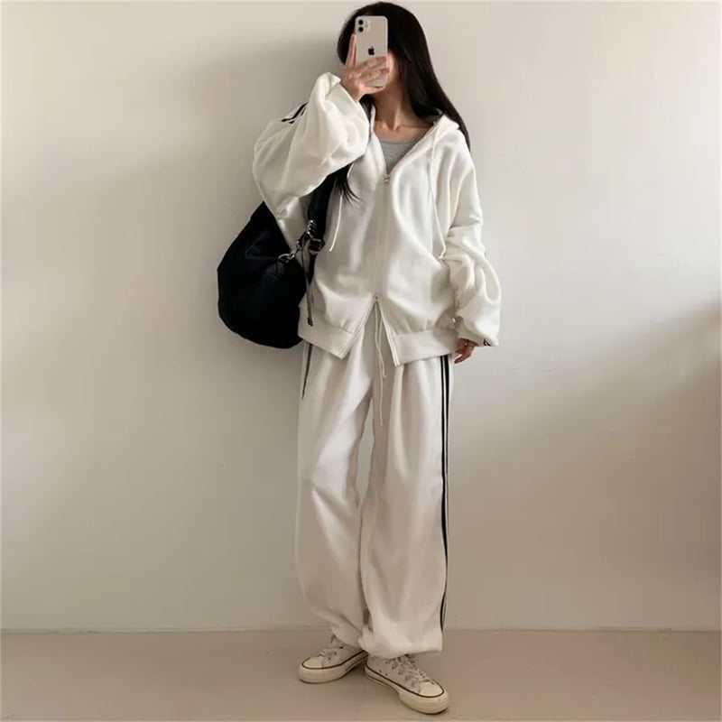 セットアップ 上下セット スウェット サイドライン ダブルジップ