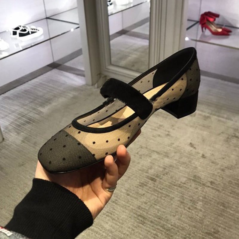 Christian Dior シースルー　ドット　メッシュパンプス クリスチャンディオール メッシュ×レザー パンプス 37D
