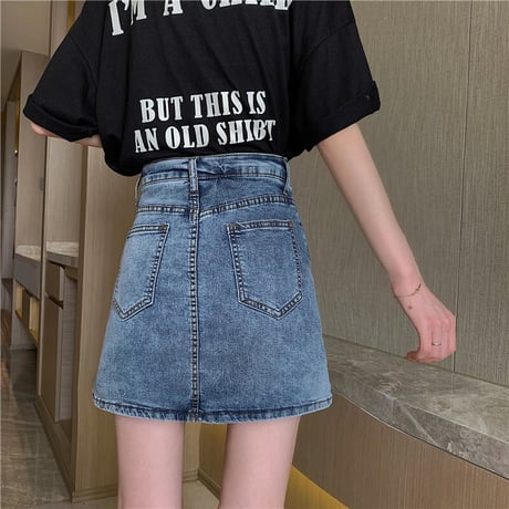 デニムスカート ショートパンツ 韓国ファッション レディース スカート ショート丈 ミニスカート デニム Aライン インナーパンツ ハイウエスト ガーリー 619026668698