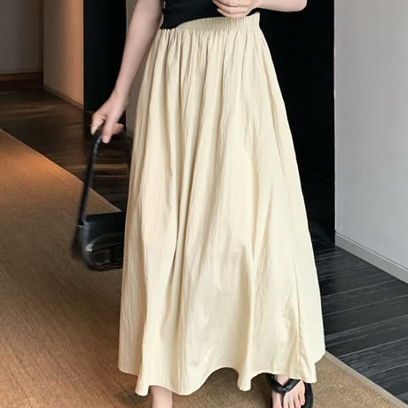 アンブレラプリーツスカート ロングスカート ハイウエスト プリーツ ロング丈 Aライン ウエストゴム レトロ 韓国ファッション レディース 大人可愛い ガーリー DTC-717441441639