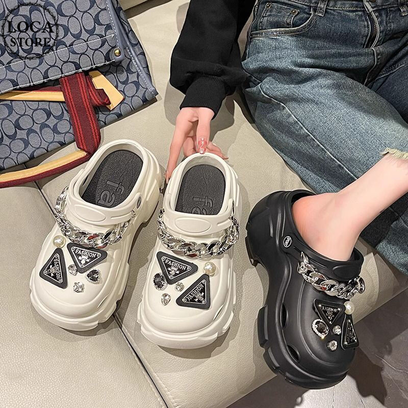 2way 厚底 サンダル 22.0~25.0cm ビジュー チェーン スリッパ 2way 厚底 サンダル 22.0~25.0cm ビジュー チェーン スリッパ