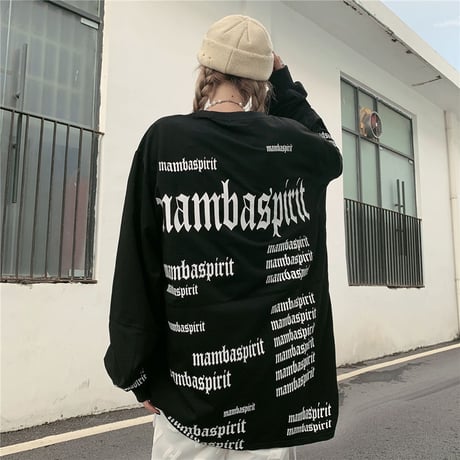 ユニセックス Tシャツ 長袖 ロンT フルレタープリント ラウンドネック オーバーサイズ 韓国ファッション メンズ レディース カジュアル ストリートファッション DTC-655783366926