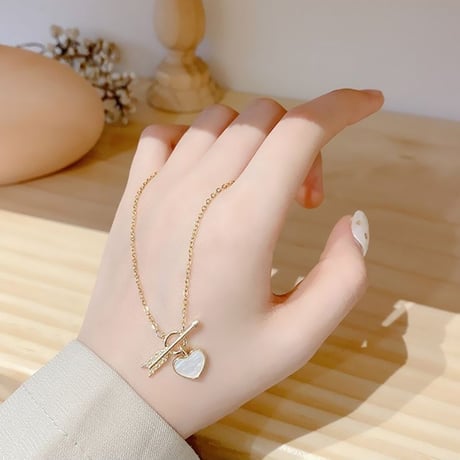 ハートネックレス キューピッドの矢 アロー ネックレス チェーン付き ハート  金属アレルギー対応 アクセサリー チタンスチール 韓国アクセサリー 韓国ファッション DTC-628030515752