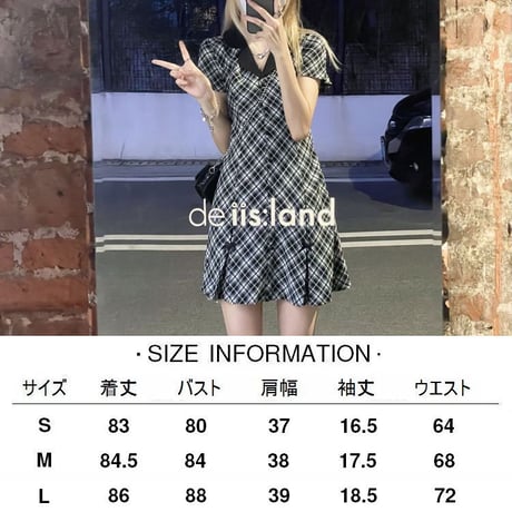 チェック柄 襟付き ワンピース シングルブレスト プリーツスカート リボン ハイウエスト 半袖 韓国ファッション レディース 大人可愛い ガーリー フェミニン DTC-649348488758