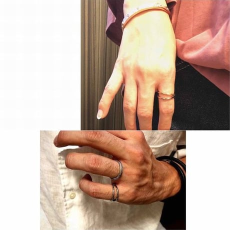 ハワイアンジュエリー Hawaiianjewelry 2連 リング 金属アレルギー対応 スクロール 指輪 K14イエローゴールド サージカルステンレス メンズ レディース インスタ grs8660