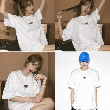 ユニセックス Tシャツ 半袖 ラウンドネック 英字 ワンポイント プリント オーバーサイズ 韓国ファッション メンズ レディース ストリートファッション DTC-589201953298