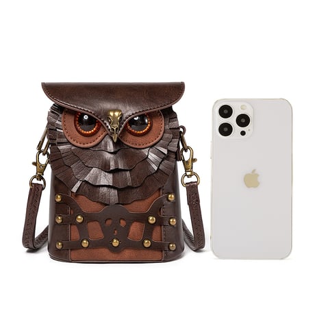 フクロウモチーフ 2WAYバッグ ショルダーバッグ ウエストバッグ スチームパンク ヴィンテージ風 アンティーク風 ミニバッグ 肩掛け 斜め掛け バッグ レトロ DTCA-782553186570