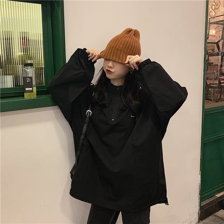 ハーフジップ プルオーバー トップス 韓国ファッション レディース 袖ライン ジャージ スポーツ カジュアル ストリート DTCA-624665017754