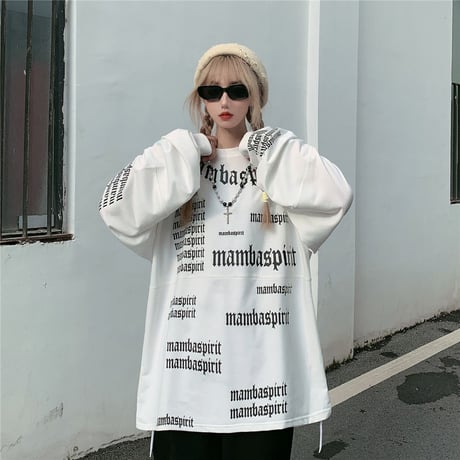 ユニセックス Tシャツ 長袖 ロンT フルレタープリント ラウンドネック オーバーサイズ 韓国ファッション メンズ レディース カジュアル ストリートファッション DTC-655783366926