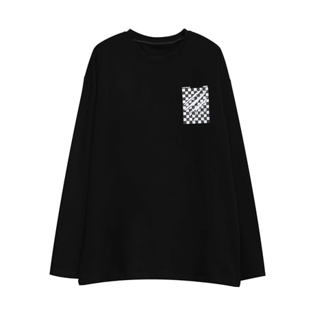 ユニセックス Tシャツ 長袖 モノトーンフラッグ柄 爪痕 オーバーサイズ 韓国ファッション メンズ レディース ロンT カジュアル ストリートファッション DTC-651649556386