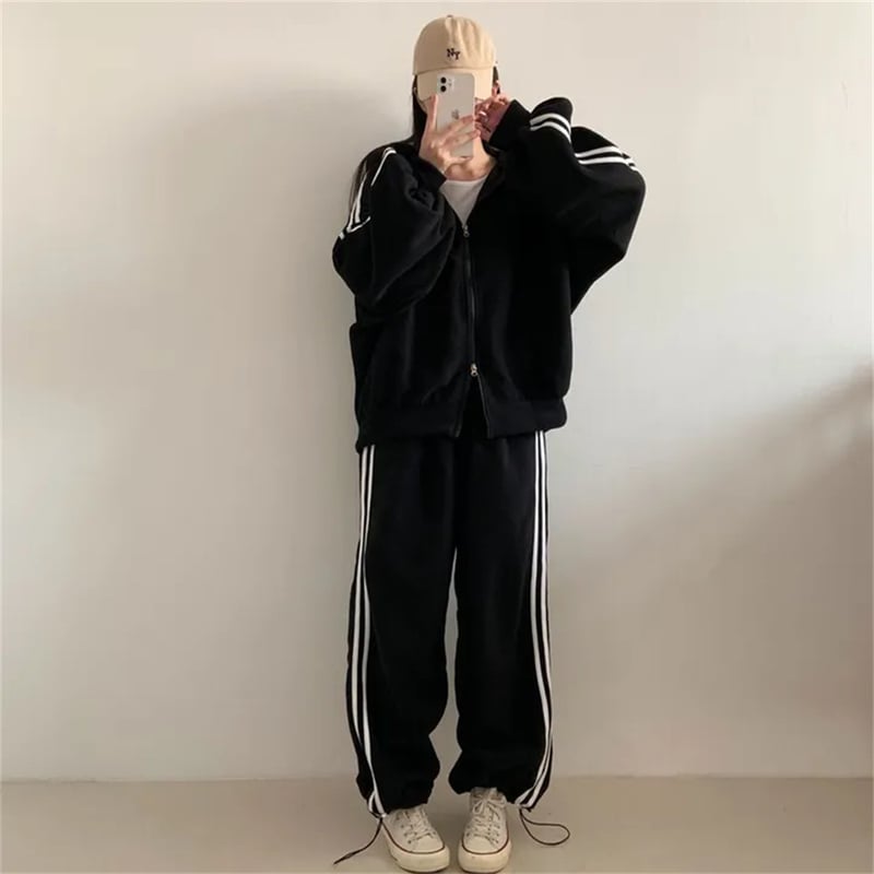 セットアップ 上下セット スウェット サイドライン ダブルジップ