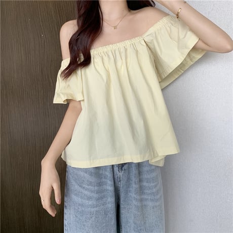 2way ブラウス オフショルダー 半袖 薄手 無地 韓国ファッション レディース トップス 大人可愛い ガーリー フェミニン DTC-647859747926