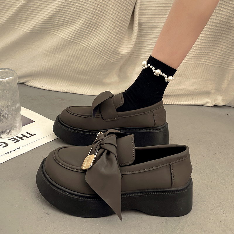 ローファー リボン 安全ピン 厚底 22.5～25.0cm ラバーソール 厚底