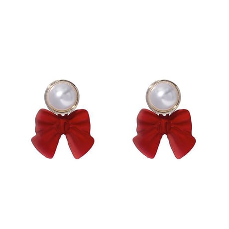 ピアス 両耳用 イミテーションパール リボン スタッドピアス アクセサリー 合金 シルバー925 ジュエリー DTC-631128813614