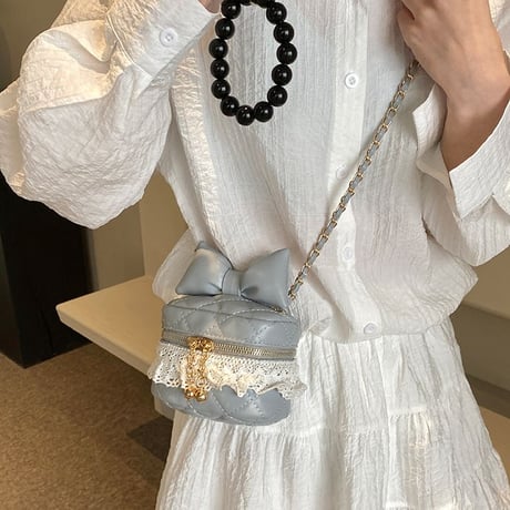 ショルダーバッグ リボン レース キルティング ミニバッグ ポーチ チェーンバッグ オールシーズン バッグ 大人可愛い ガーリー 韓国ファッション レディース DTC-771485719569