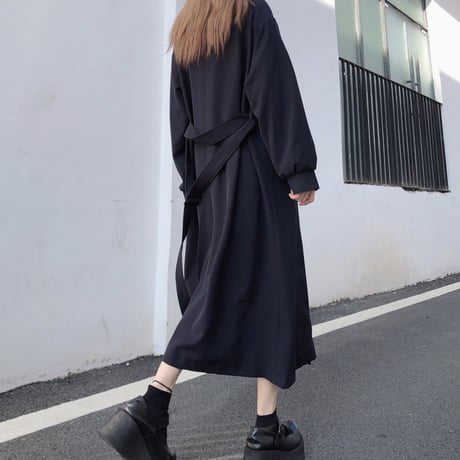 ロングコート ベルト付き ダブルブレスト 韓国ファッション レディース トレンチコート 長袖 ゆったり 大人カジュアル 大人可愛い ガーリー DTC-630621959680