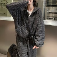 セットアップ 上下セット フリース ボーダー柄 ジップアップ パーカー ポケッ トワイドパンツ ジャージ ルーズ レトロ 大人可愛い ガーリー カジュアル DTCA-865292473430