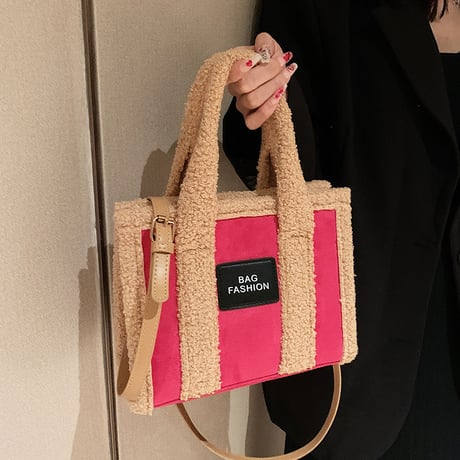 2wayバッグ ボアバッグ ショルダーバッグ ハンドバッグ もこもこ スクエア ミニバッグ 肩掛け 斜め掛け 鞄 レトロ 韓国ファッション レディース DTC-687315568190