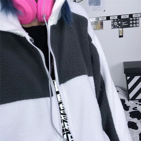 ユニセックス ボアブルゾン 厚手 ラムウール メンズ レディース ボアジャケット ジップアップ フリース オーバーサイズ 大きいサイズ ルーズ ストリート TBN-629982187858