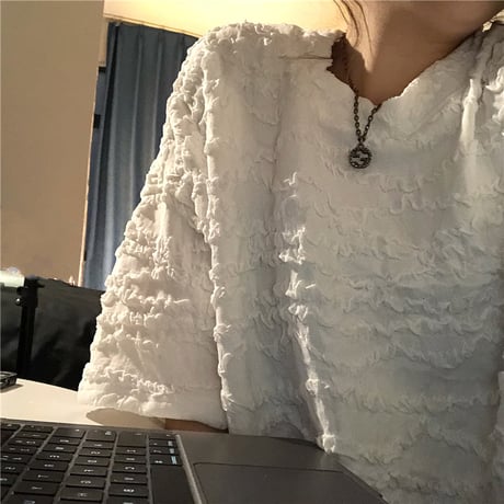 Tシャツ 凹凸 立体的 半袖 ゆったり 韓国ファッション レディース 半袖Tシャツ 大人可愛い カジュアル ストリートファッション DTC-641643271309