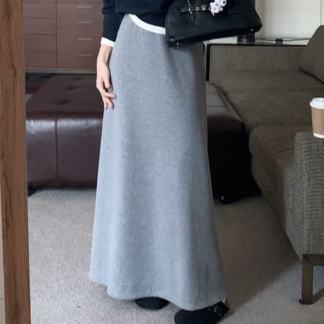 ロングスカート 裏起毛 ハイウエスト Aライン スカート 秋 冬 レトロ 韓国ファッション レディース 大人可愛い ガーリー DTC-856761915787