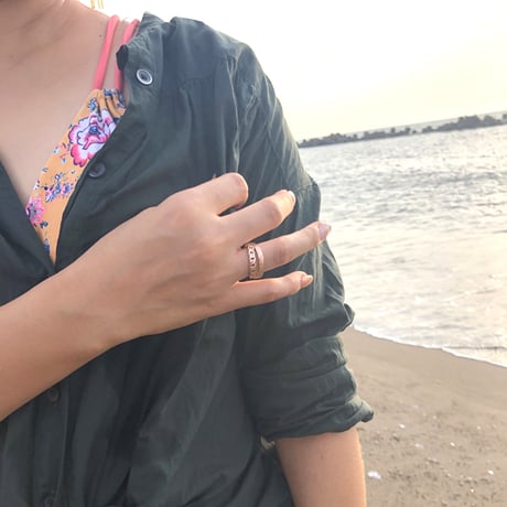 【HAWAIIANJEWELRY / ハワイアンジュエリー】 リング 指輪 ペアリング リバーシブル 2WAY チェーン ステンレス ノンアレルギー K14コーティング ハワジュ (grs8654)